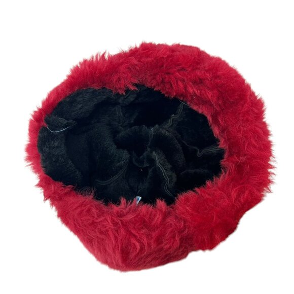 The Sheepskin Company Hat Cap Size 7 1/2 Red Black Outdoor Winter Fur UK Made NW - Picture 7 of 10